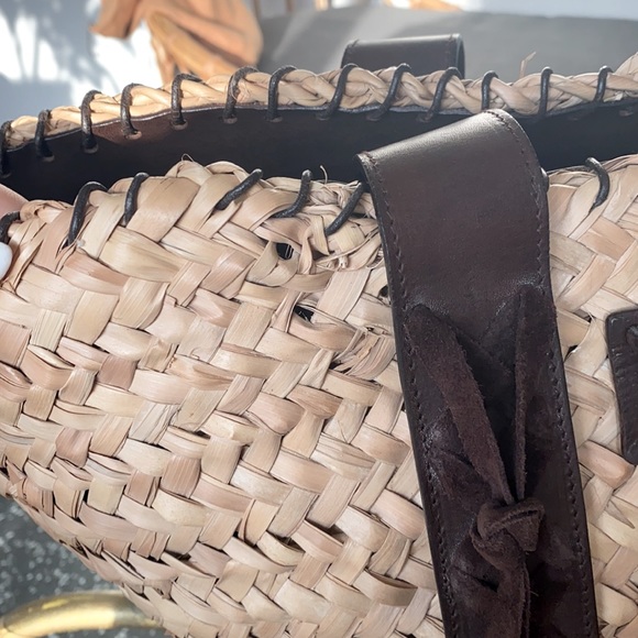 Vintage Dolce and Gabbana Woven Straw/Leather Tote - Picture 7 of 10
